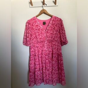 Taylor Pink 3 Tiered Midi Floral Dress size 14